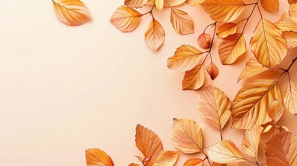Fototapeta premium Close up of leafy tree with yellow background