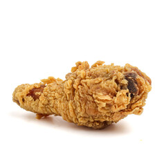 Crispy and crunchy fried chicken. Upper thigh. isolated on white background. perfect for design element, or any commercial purposes.