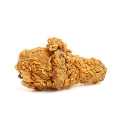 Crispy and crunchy fried chicken. Lower thigh. isolated on white background. perfect for design element, or any commercial purposes.