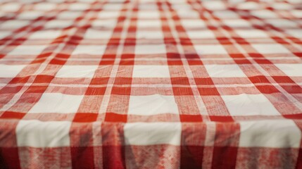Red and white checkered tablecloth with white border