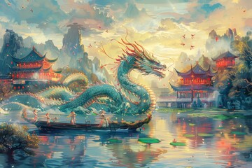 Obraz premium Dragon Guardian of the Pagoda