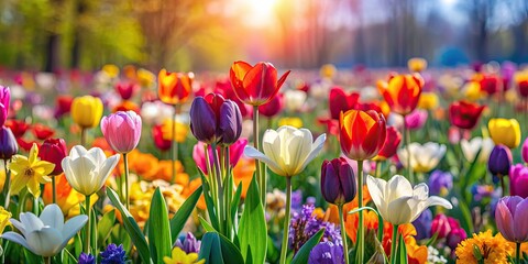Vibrant spring flowers in bloom , spring, flowers, garden, colorful, petals, nature, blossom, fresh, flora, seasonal