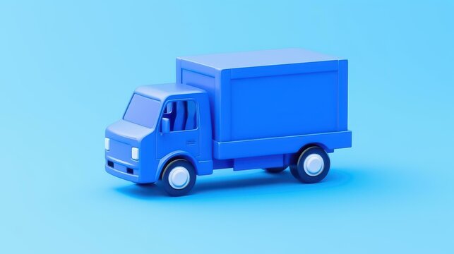 Vibrant 3D illustration showcasing a blue delivery truck icon on a clean background. - Powered by Adobe