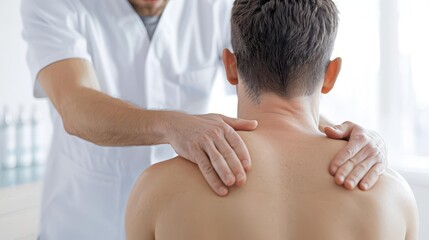 Professional massage therapy session focusing on back relief for muscular relaxation and stress reduction in a wellness clinic.