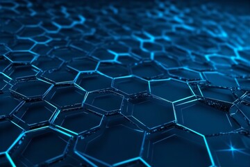 Fototapeta premium Abstract Blue Surface with Honeycomb Structure, abstract, blue surface, honeycomb structure, geometric, pattern, texture, digital art, modern design, 3D