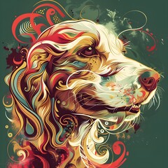 colorful dog with splash vector illustrator