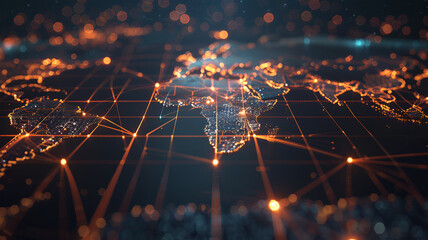 An Abstract World Map of International Networks, Data Transfer, and Cyber Technology in Global Business