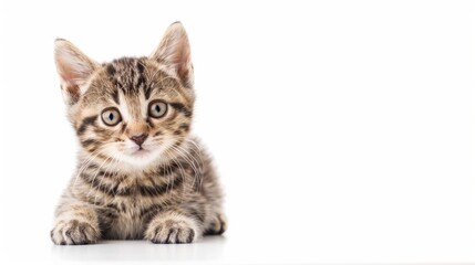 Obraz premium Adorable Kitten on Isolated White Background - Perfect for Presentations and Backdrops
