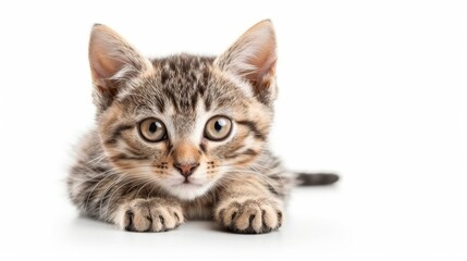 Naklejka premium Playful Kitten on White Background - Perfect for Advertisements and Presentations