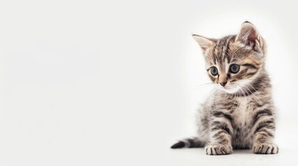 Obraz premium Adorable Kitten Illustration on White Background for Presentations and Backdrops