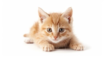 Adorable Kitten on Isolated White Background for Presentations and Backdrops