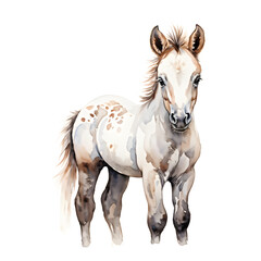 Fototapeta premium illustration watercolor baby horse white background
