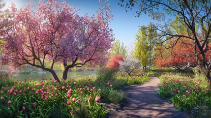 Naklejka premium Spring blossoms in panoramic view