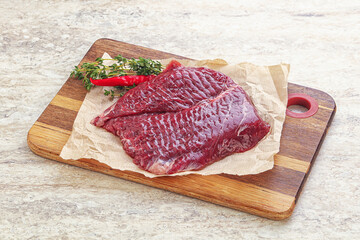 Raw beef machete steak for grill