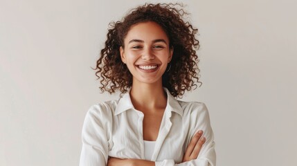 Portrait of a woman with a financial expert who is ecstatic about the success of her accountancy firm. Investor finance and female accountant in her companys entrance for investment and trade
