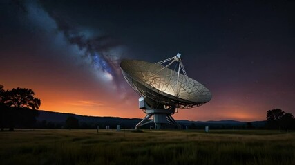 radio telescope at moon light