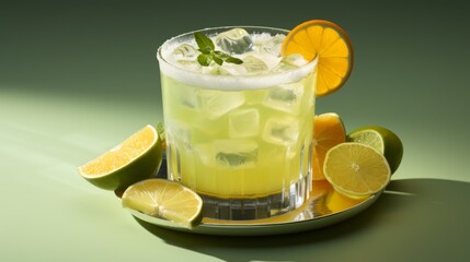 Fototapeta premium Citrus Cocktail with Ice and Garnish