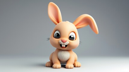 Obraz premium 3D vector illustration of a cute baby rabbit, smiling.