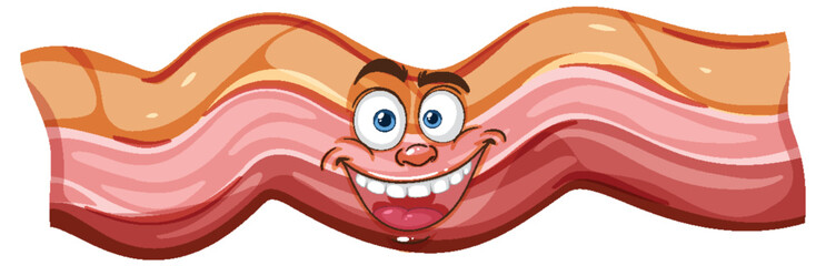 Smiling bacon strip with a cheerful face