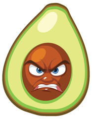 An avocado with an angry expression