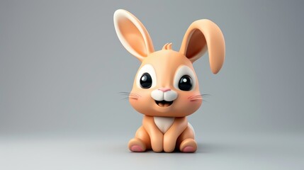 Fototapeta premium 3D vector illustration of a cute baby rabbit, smiling.