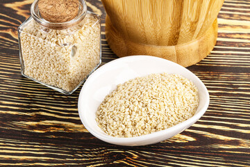 Sesame seeds heap in the bowl