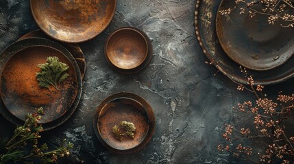 Rustic Plates and Branch Arrangement