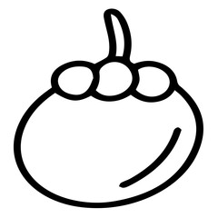 Hand drawn black and white color of  Mangosteen design isolated on trantransparent background. Vector illustration. 
