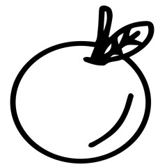 Hand drawn black and white color of  Orange design isolated on trantransparent background. Vector illustration. 
