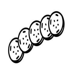 Hand drawn black and white color of  cucumber design isolated on trantransparent background. Vector illustration. 
