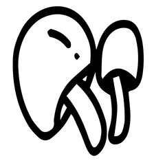 Hand drawn black and white color of  mushroom design isolated on trantransparent background. Vector illustration. 
