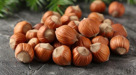 Fototapeta premium hazelnuts on wooden background
