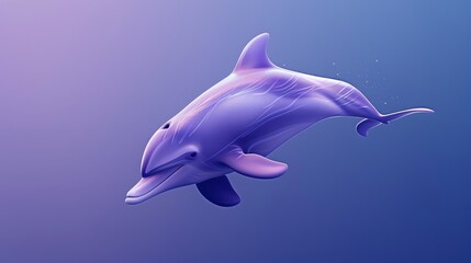 Fototapeta premium Adorable purple dolphin icon featuring a cheerful smile and realistic 3D effects. This playful marine mammal swims with graceful fins and tail, ready to conquer the deep blue sea.