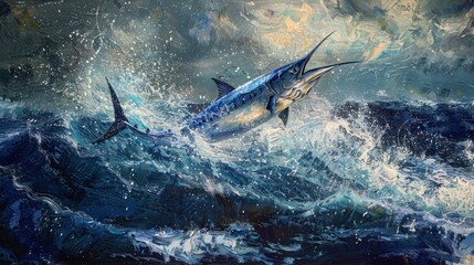 Fototapeta premium Marlin Leaping from the Ocean
