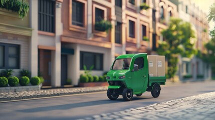 E-commerce concept, Delivery service on mobile application, Transportation delivery by truck or scooter,