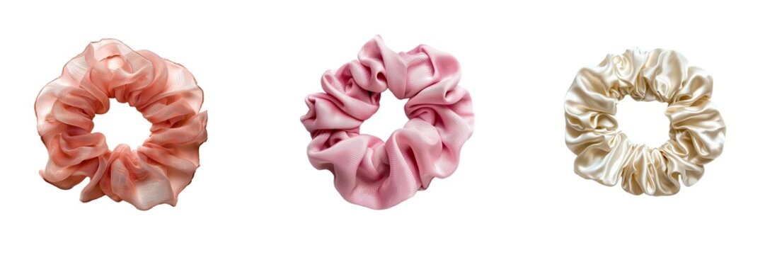 Collection of scrunchy isolated on transparent background. Generated AI.