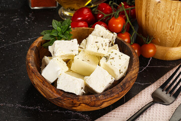 Greek traditional Feta cheese cubes