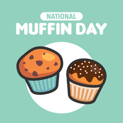 National Muffin Day Vector Illustration with Chocolate Chip Food Classic Muffins Delicious in vector illustration