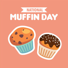 National Muffin Day Vector Illustration with Chocolate Chip Food Classic Muffins Delicious in vector illustration