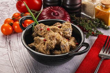 Beef liver with cream sauce