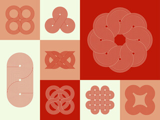 和風な幾何学的な線のデザイン素材