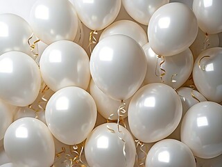 Festive background with white balloons. Celebrate birthday, Poster, banner happy birthday. Realistic decorative design elements. illustration Balloon 3d object, white.