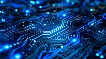 Fototapeta premium High-Tech Blue Circuitry in Futuristic Technology