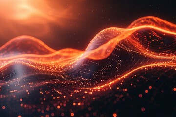 Obraz premium Digital Innovation: Abstract Geometric Shapes and Flowing Lines Background