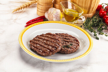 Grilled beef cutlet for burger