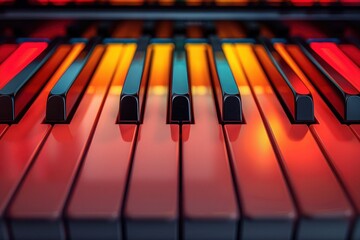 Colorful Piano Keys Abstract Background - Minimalistic Vector Illustration with Gradient Stripes and Geometric Patterns