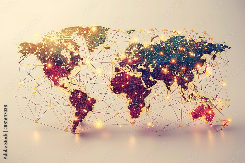 Poster a colorful globe with a network of lines connecting it