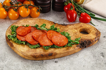 Spanish salami cured chorizo sausage