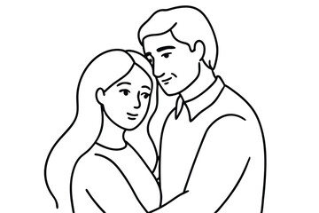 Couple Hugging Line Art Intimate Embrace