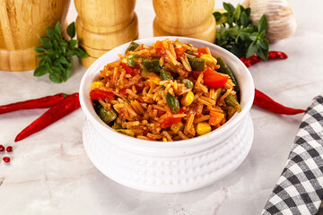 Mexican spicy rice with vegetables